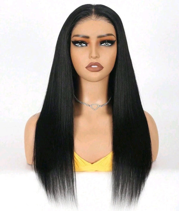 ELEGANT BLACK STRAIGHT LACE FRONT WIG(HUMAN BLEND)
