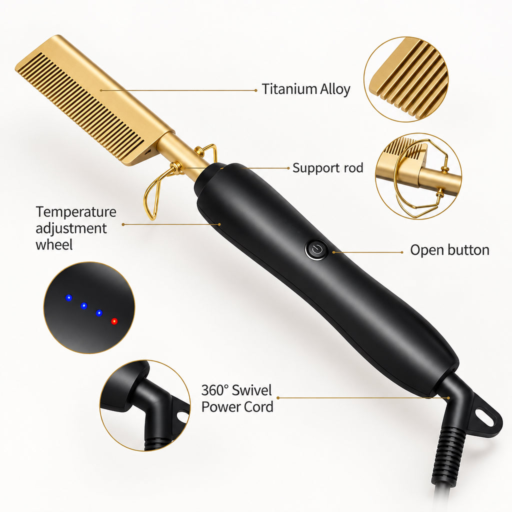HOT COMB - ELECTRIC STRAIGHTENING HOT COMB FOR HAIR AND WIGS