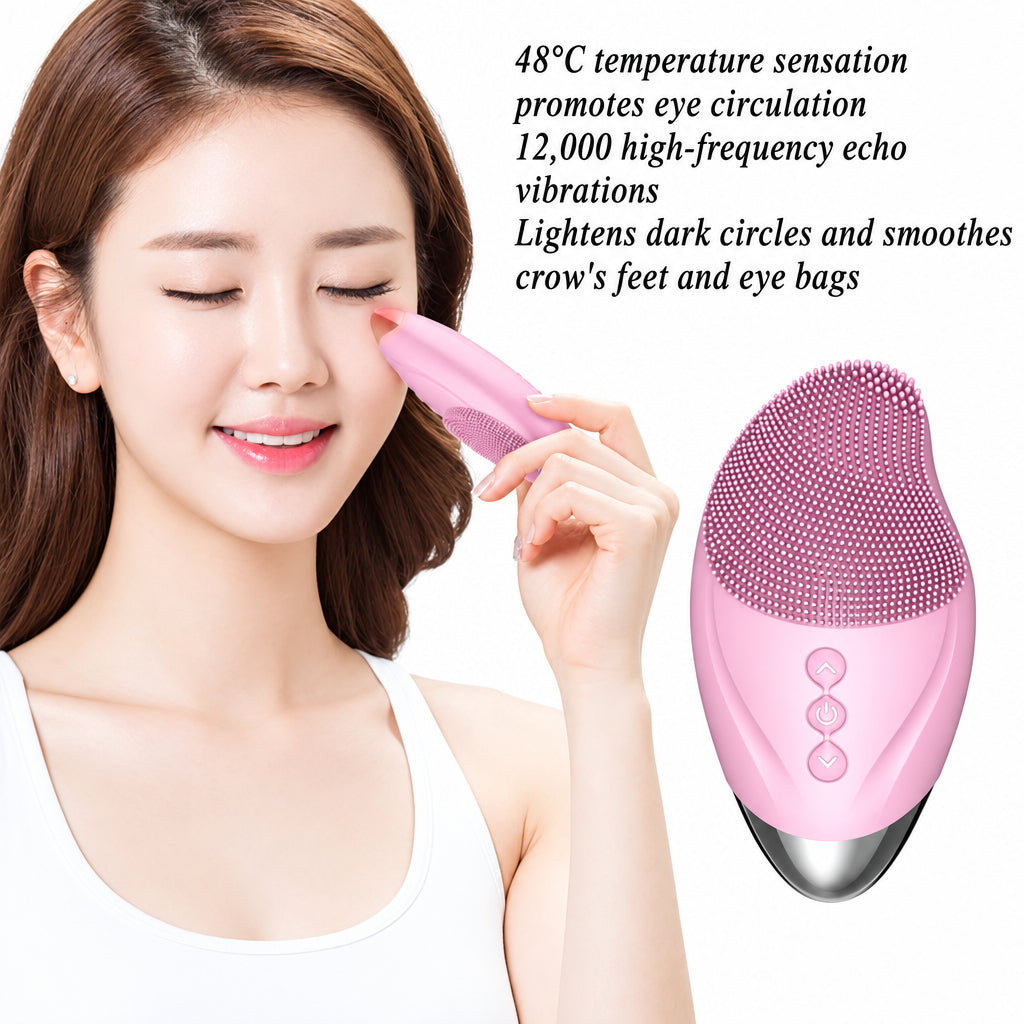 Facial Cleansing Device, Waterproof Beauty Instrument, Eye Beauty Device - Pink